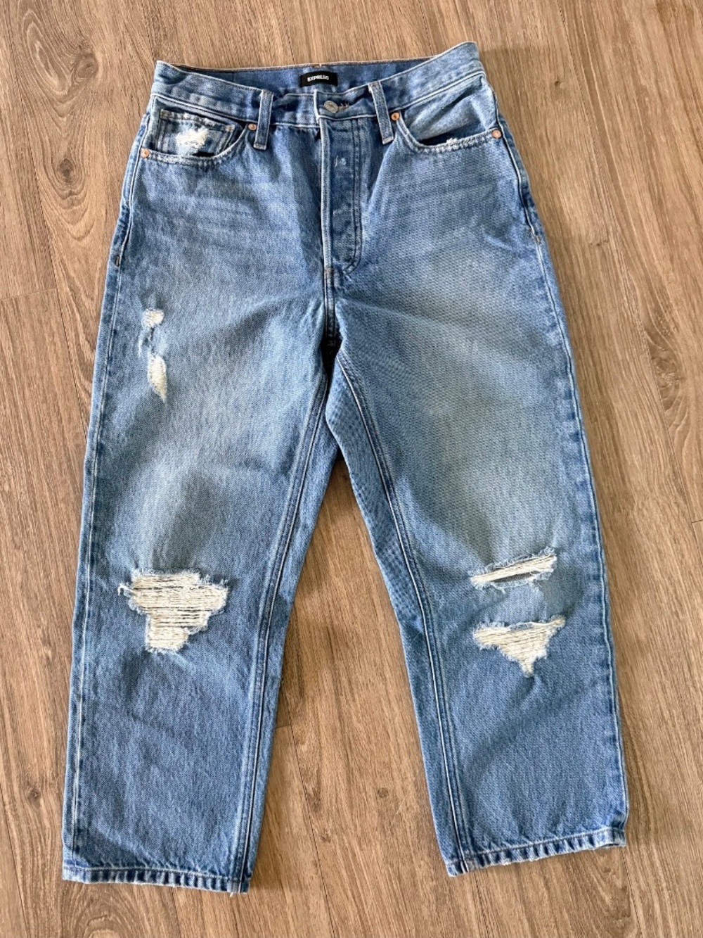 Express BAD JEAN Distressed Crop Denim Jeans 6